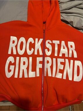 SHEIN Red 'ROCKSTAR GIRLFRIEND' Zip-Up Hoodie